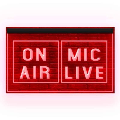 140131 On Air Mic Live Studio Media Audio Room Decor Display LED Light Neon Sign (12" X 8", Red)