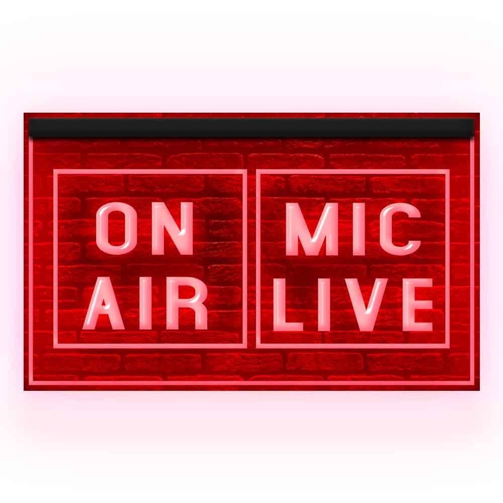 140131 On Air Mic Live Studio Media Audio Room Decor Display LED Light Neon Sign (12" X 8", Red)