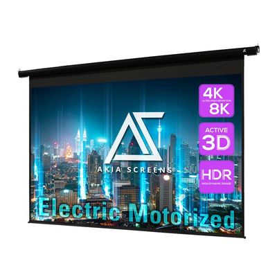 Akia Screens 104 inch Motorized Electric Remote Controlled Drop Down Projector Screen 4:3 8K 4K HD 3D Retractable Ceiling Wall Mount Black Projection Screen Office Home Theater Movie AK-MOTORIZE104V1