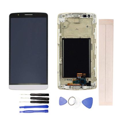 JayTong LCD Display & Replacement Touch Screen Digitizer Assembly with Free Tools for L-G G3 D850 D851 D855 VS985 LS990 White with Frame