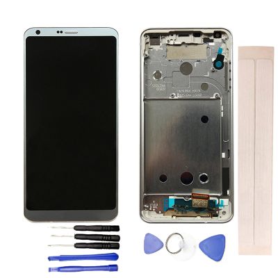 JayTong LCD Display & Replacement Touch Screen Digitizer Assembly with Free Tools for L-G G6 H870 H871 H872 G600 VS988 Silver with Frame