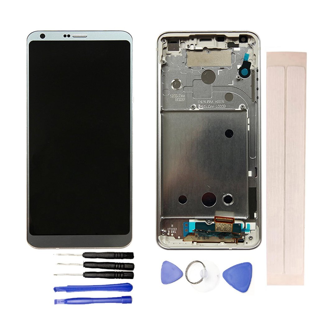 JayTong LCD Display & Replacement Touch Screen Digitizer Assembly with Free Tools for L-G G6 H870 H871 H872 G600 VS988 Silver with Frame