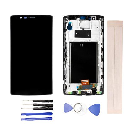 JayTong LCD Display & Replacement Touch Screen Digitizer Assembly with Free Tools for L-G G4 H810 H811 H815 Single SIM Black with Frame