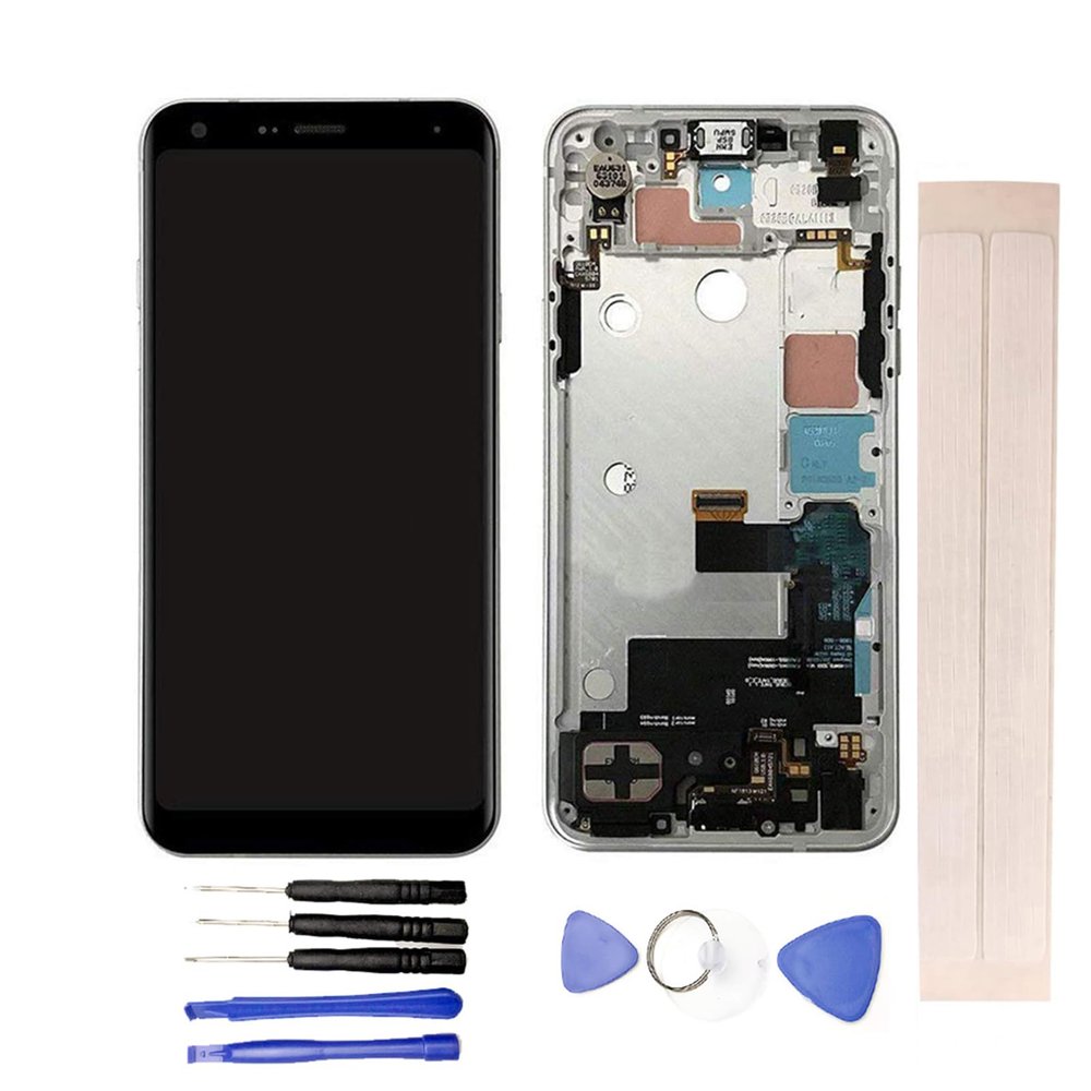 JayTong LCD Display & Replacement Touch Screen Digitizer Assembly with Free Tools for L-G Q7 Q7 Q7+ IPS Q610YB Q610NA 5.5" Silver with Frame
