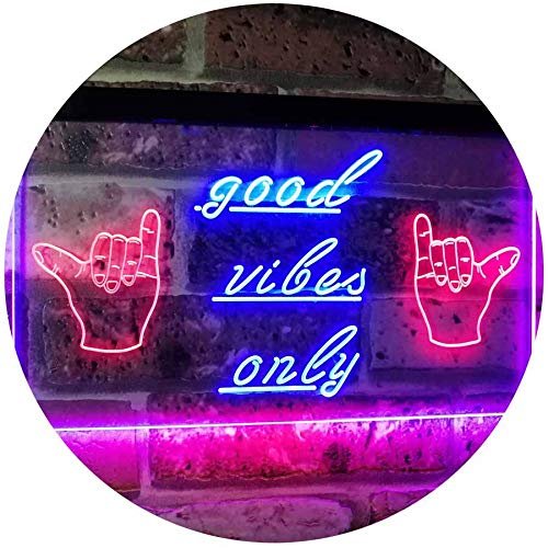 ADVPRO Good Vibes Only Hands Party Dance Disco Decoration Dual Color LED Neon Sign Red & Blue 16" x 12" st6s43-i3077-rb