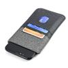 Dockem Luxe Wallet Sleeve 2.0 for iPhone 11 Pro Max (6.5), XS Max, 8 Plus, 7 Plus: Twill Canvas Style Synthetic Leather Card Case: Ultra Slim Pouch Cover with 4 Card Holder Slots (Black/Grey) view 2