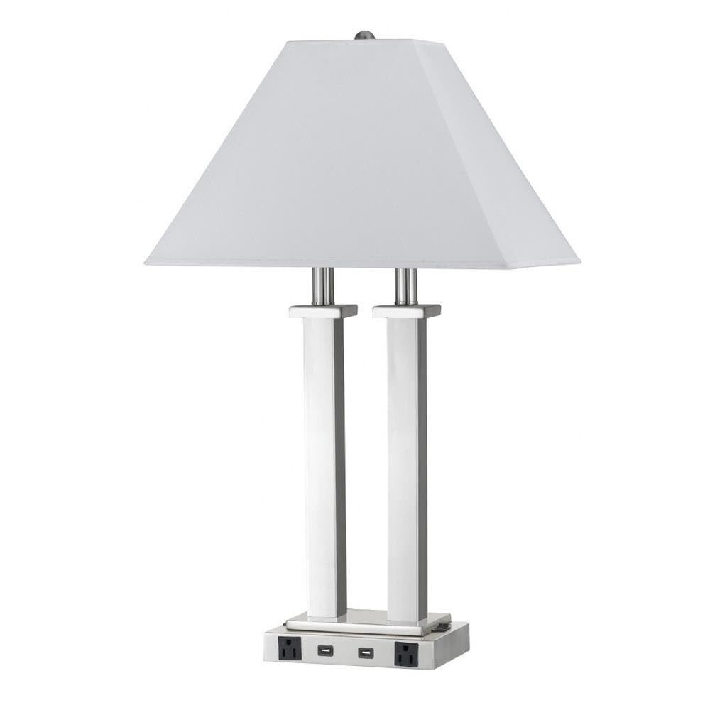 60w X 2 Metal Desk Lamp with 2 USB and 2 Power Outlets, On Off Rocker Base Switch