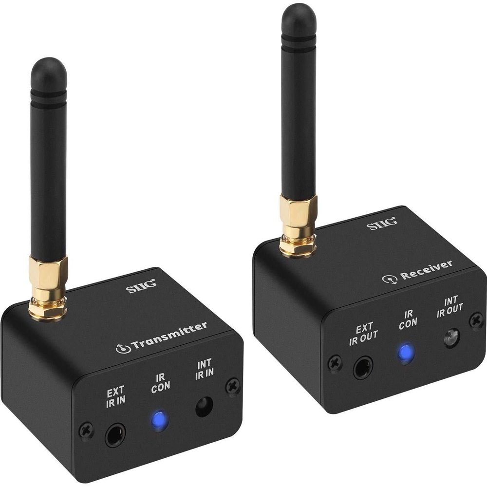 SIIG Pro Wireless IR Remote Control Extender Kit, Infrared Repeater Signal Booster, IR 20 to 60 KHz - USB Powered Transmitter and Receiver with Pairing Button - 656FT (200m) CE-RC0111-S1