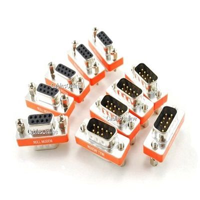 CablesOnline DB9 Null Modem Male to Female Slimline Data Transfer Adapter/Gender Changer, (10-Pack) (AD-N04M-10)