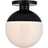 Living District Eclipse 1 Light Black Flush Mount with Frosted White Glass view 1