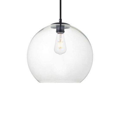 Elegant Lighting Living District Baxter 1-Light Metal Pendant - Black & Clear Finish