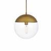Living District Eclipse 1-Light Metal & Glass Pendant in Brass/Clear view 1