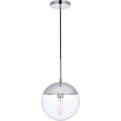 Living District Eclipse 1-Light Metal Pendant & Glass in Chrome/Clear
