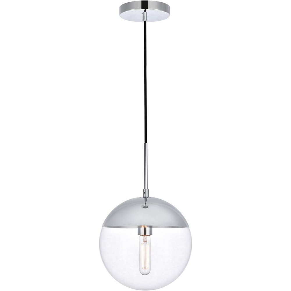 Living District Eclipse 1-Light Metal Pendant & Glass in Chrome/Clear