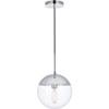 Living District Eclipse 1-Light Metal Pendant & Glass in Chrome/Clear view 1