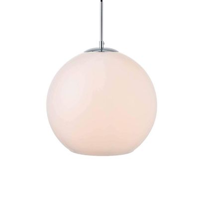 Elegant Lighting Living District Baxter 1-Light Metal Pendant in Chrome and White