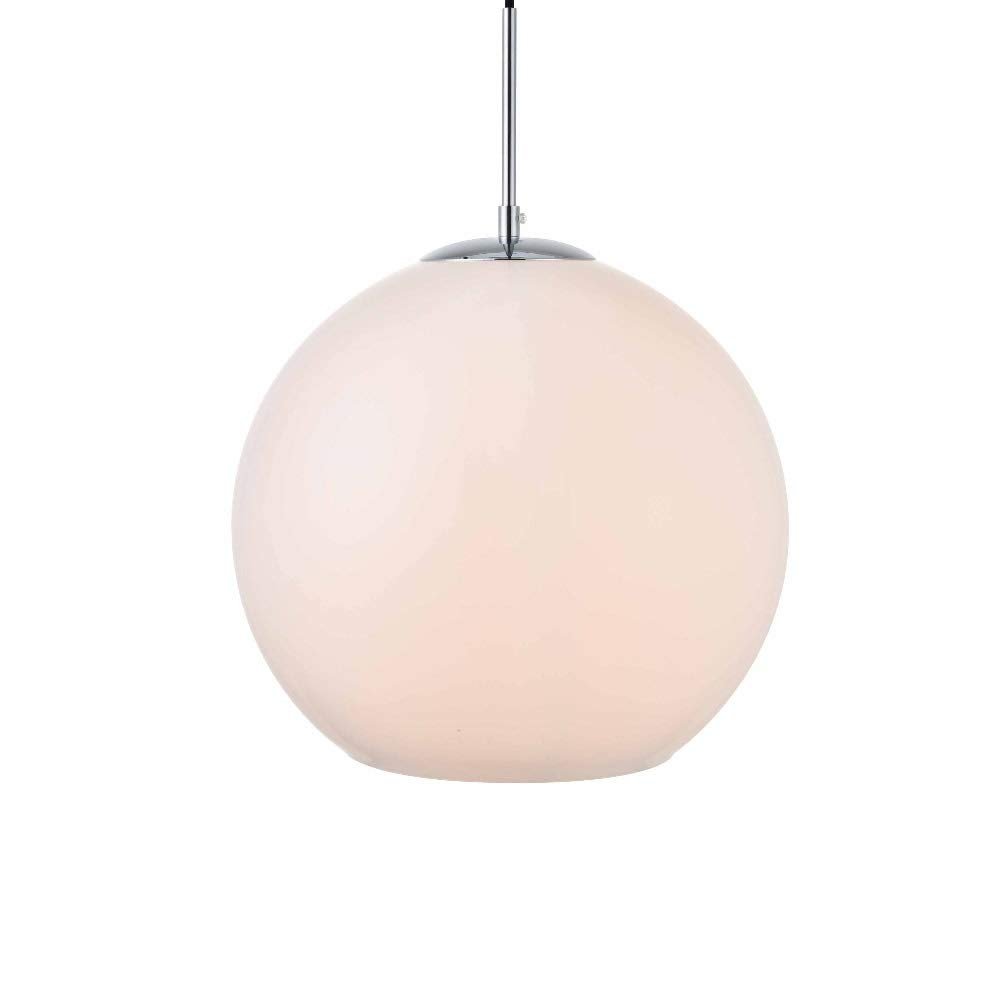 Elegant Lighting Living District Baxter 1-Light Metal Pendant in Chrome and White