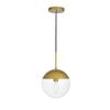Elegant Lighting Living District Eclipse 1-Light Glass & Metal Pendant in Brass/Clear view 1