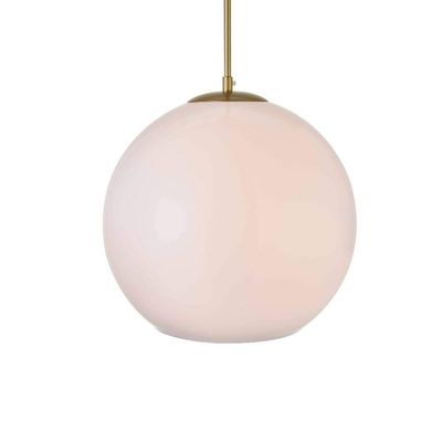 Living District Baxter 1-Light Metal Pendant in Brass and White Finish