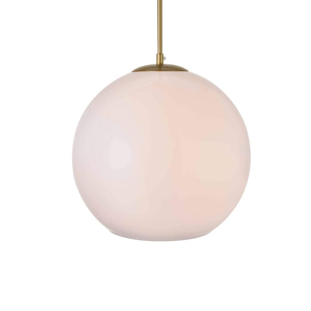 Living District Baxter 1-Light Metal Pendant in Brass and White Finish