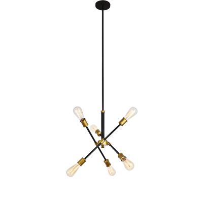 Living District Indoor Modern Home Decorative Bright Ceiling Axel 6 Lights Black Pendant