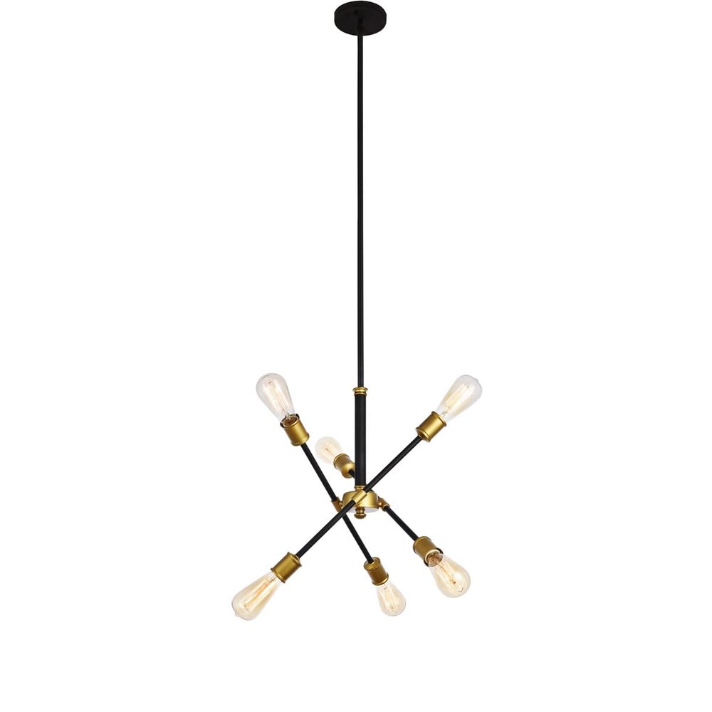 Living District Indoor Modern Home Decorative Bright Ceiling Axel 6 Lights Black Pendant