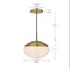 Elegant Lighting Living District Eclipse 1-Light Metal & Glass Pendant in Brass/Frosted White view 3