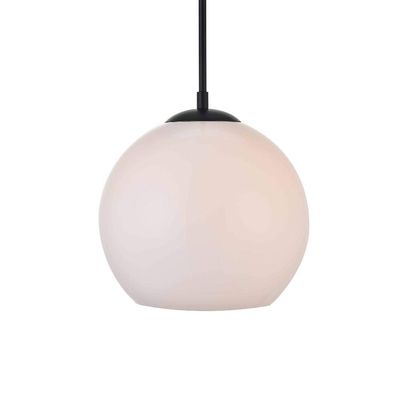 Elegant Lighting Living District Baxter 1-Light Metal Pendant - Black and Frosted White Finish