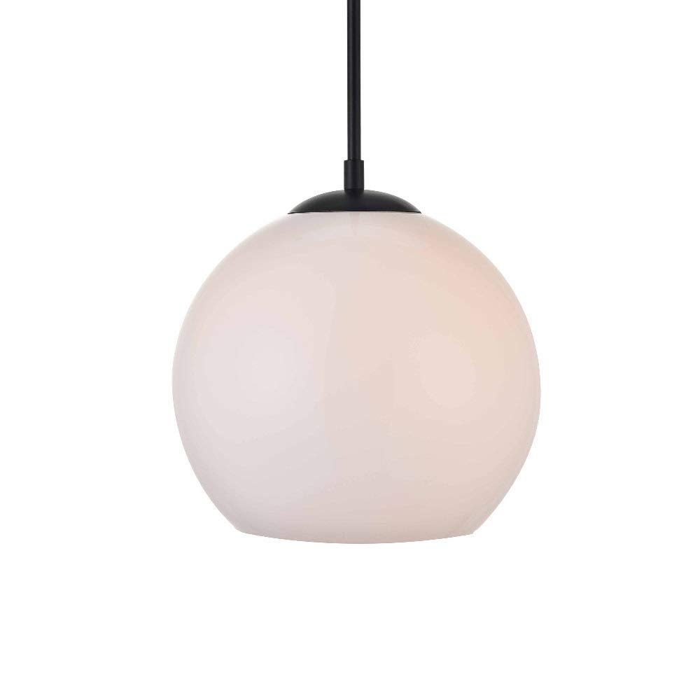 Elegant Lighting Living District Baxter 1-Light Metal Pendant - Black and Frosted White Finish