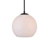 Elegant Lighting Living District Baxter 1-Light Metal Pendant - Black and Frosted White Finish view 1