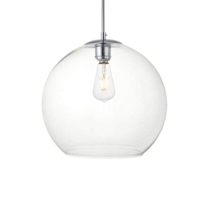 Living District Indoor Modern Home Decorative Bright Ceiling Baxter 1 Light Chrome Pendant with Clear Glass