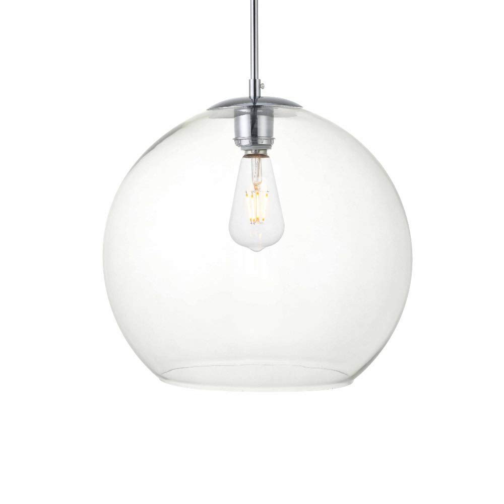Living District Indoor Modern Home Decorative Bright Ceiling Baxter 1 Light Chrome Pendant with Clear Glass