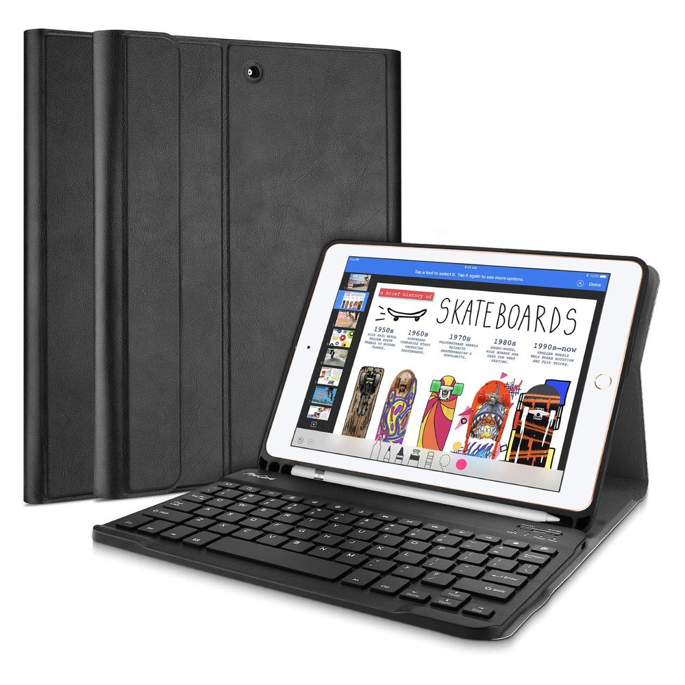 ProCase Keyboard Case for iPad 9.7 2018/2017, Slim Shell Lightweight Smart Cover with Magnetically Detachable Wireless Keyboard for Apple iPad 9.7 Inch Black