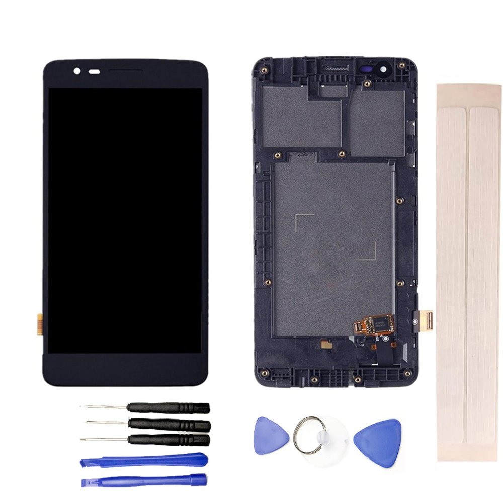 JayTong LCD Display & Replacement Touch Screen Digitizer Assembly with Free Tools for L-G K8 2017 X240 Dual SIM Black with Frame