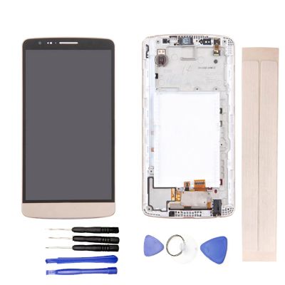 JayTong LCD Display & Replacement Touch Screen Digitizer Assembly with Free Tools for L-G G3 Stylus D690 D690N D693 D693N Gold with Frame