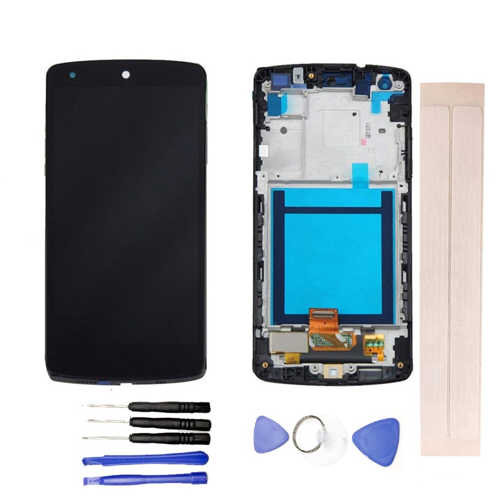 JayTong LCD Display & Replacement Touch Screen Digitizer Assembly with Free Tools for L-G Goo-gle Nexus 5 L-G D820 D821 Black with Frame
