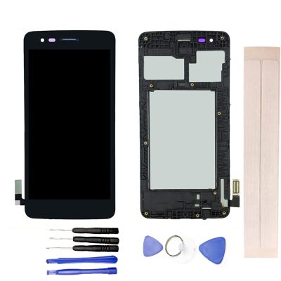 JayTong LCD Display & Replacement Touch Screen Digitizer Assembly with Free Tools for L-G K8 2017 M210 MS210 US215 Black with Frame