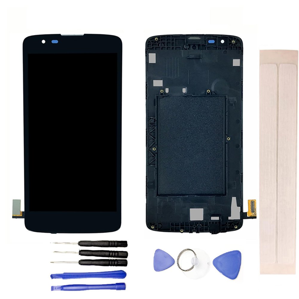 JayTong LCD Display & Replacement Touch Screen Digitizer Assembly with Free Tools for L-G K8 LTE US375 K373 K350 K371 Black with Frame