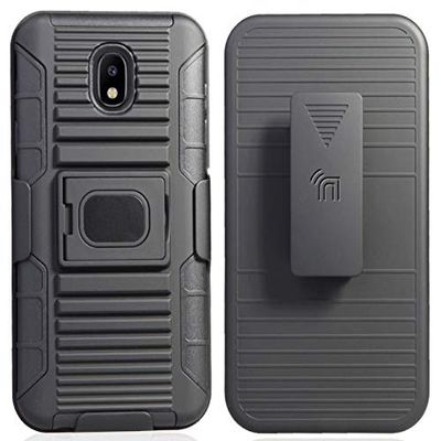 Nakedcellphone Rugged Combo for Samsung Galaxy J7 2018 Case - Black