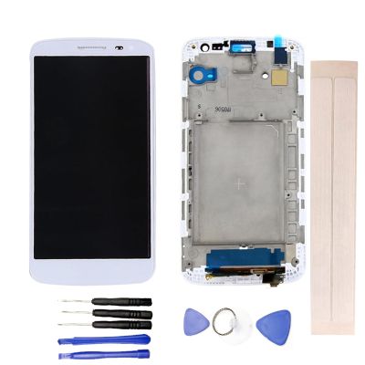JayTong LCD Display & Replacement Touch Screen Digitizer Assembly with Free Tools for L-G G2 Mini D620 D618 D621 D625 White with Frame