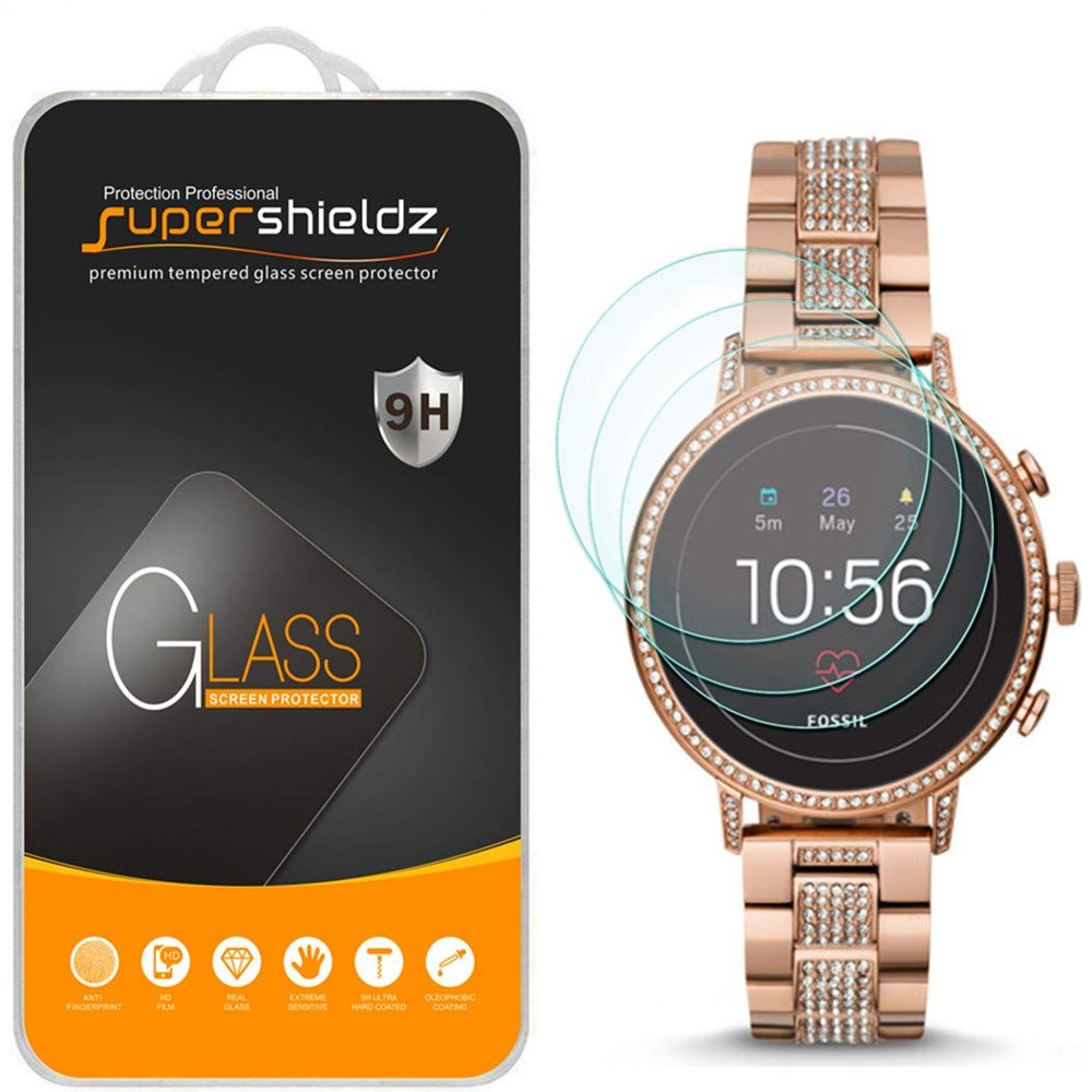 Supershieldz (3 Pack) Designed for Fossil Q Venture HR Gen 4 Smartwatch Tempered Glass Screen Protector, Anti Scratch, Bubble Free