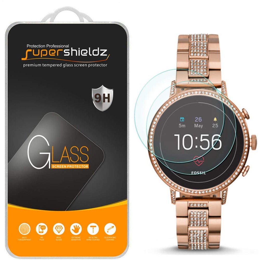 Supershieldz (2 Pack) Designed for Fossil Q Venture HR Gen 4 Smartwatch Tempered Glass Screen Protector, Anti Scratch, Bubble Free