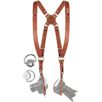 C Coiro Camera Harness for 2 Cameras  Dual Shoulder Leather Camera Strap  Double Camera Harness for DSLR/SLR, Camera Straps for Photographers of All Levels, Standard Straps/Color Tan