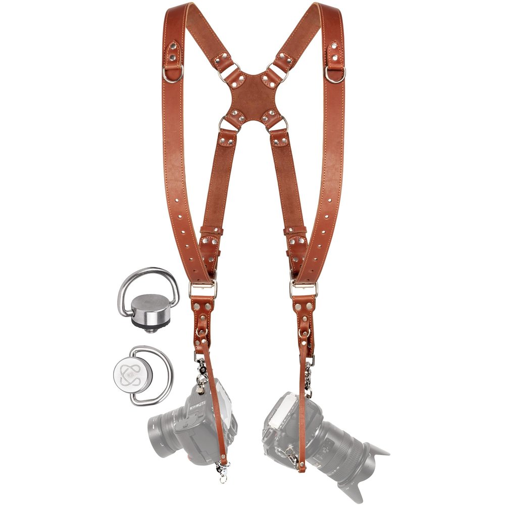 C Coiro Camera Harness for 2 Cameras  Dual Shoulder Leather Camera Strap  Double Camera Harness for DSLR/SLR, Camera Straps for Photographers of All Levels, Standard Straps/Color Tan