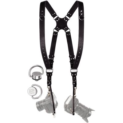 C Coiro Camera Harness for 2 Cameras  Dual Shoulder Leather Camera Strap  Double Camera Harness for DSLR/SLR, Camera Straps for Photographers of All Levels, Standard Straps/Color Black