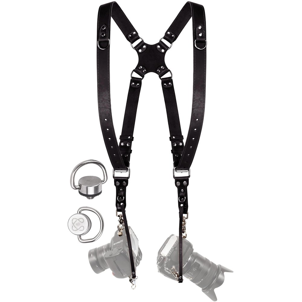 C Coiro Camera Harness for 2 Cameras  Dual Shoulder Leather Camera Strap  Double Camera Harness for DSLR/SLR, Camera Straps for Photographers of All Levels, Standard Straps/Color Black