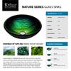 KRAUS Nei Glass Vessel Sink in Green with Ramus Faucet in Oil Rubbed Bronze view 3