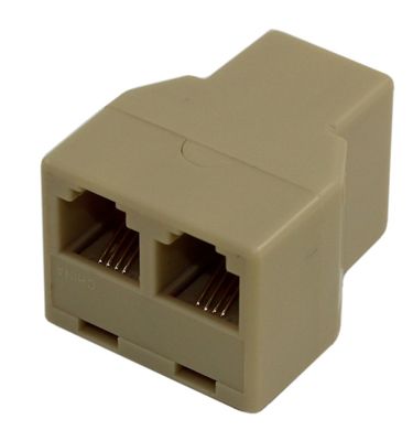 MyCableMart RJ11 Modular Telephone T-Adapter, 1-Female to 2-Female, Ivory