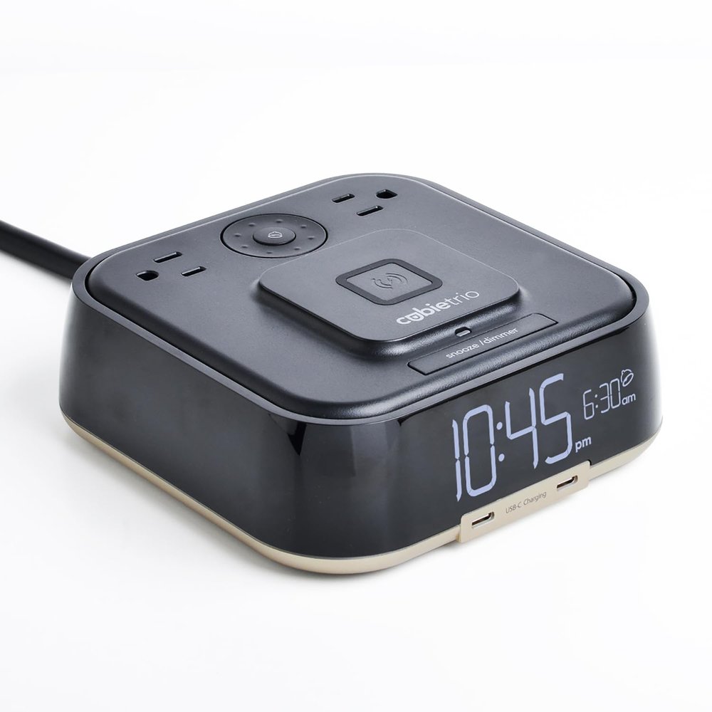 CubieTrio - Magnetic Wireless Charging Alarm Clock with Outlets and USB-C Ports