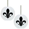 Set of 2 Black Fleur de Lis Solid Ceramic Fan Pulls view 1